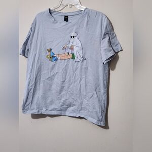 ROMWE Light Blue Ghost Graphic Tee